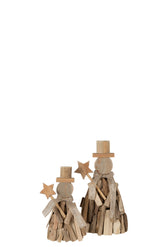 Figur+Sternzweige Holz Natur groß - (19465)